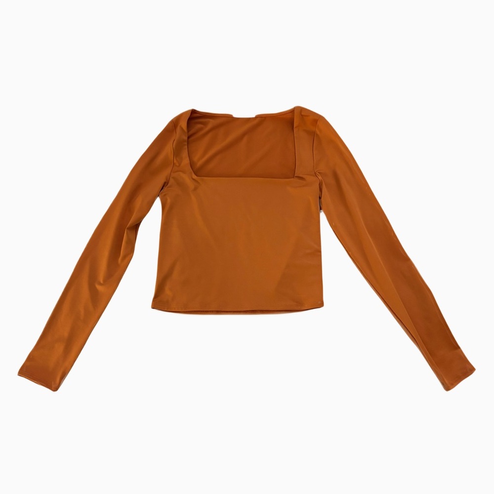 NWOT Women's Square Neck Fitted Long Sleeve Top